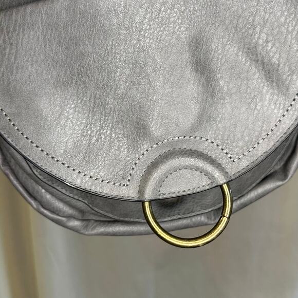 Modern Crescent Crossbody Bag with Gold Ring Accent – 12"x8"x2" - Picture 3 of 6